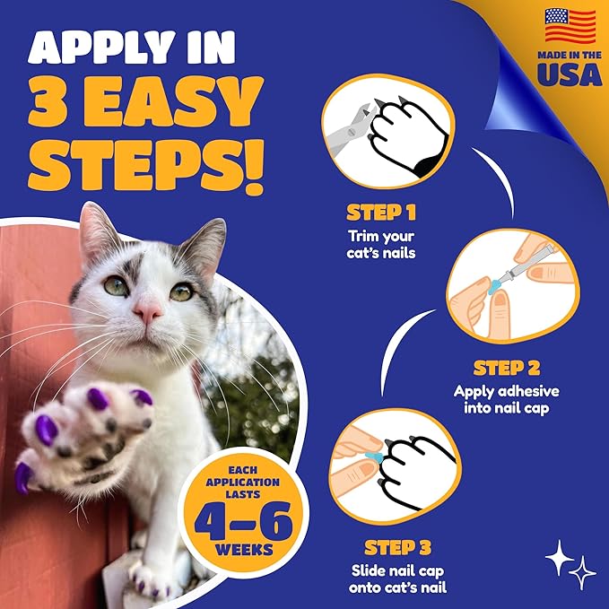 Soft Claws for Cats, Size Large, Color Purple