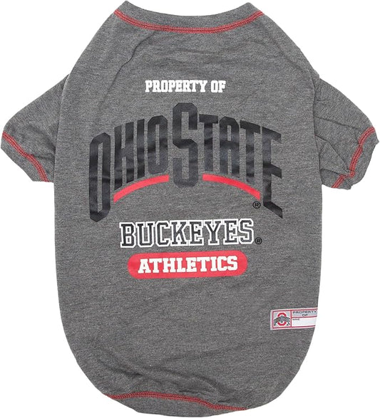 Pets First Collegiate OHIO STATE BUCKEYES Dog T-Shirt, Medium. - Licensed Shirt for Pets Team Colored with Team Logos.- Premium Stretchable Materials for the Comfrot of your Dog & Cat.