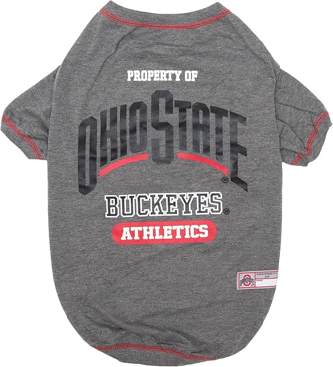 Pets First Collegiate OHIO STATE BUCKEYES Dog T-Shirt, Large. - Licensed Shirt for Pets Team Colored with Team Logos.- Premium Stretchable Materials for the Comfrot of your Dog & Cat.