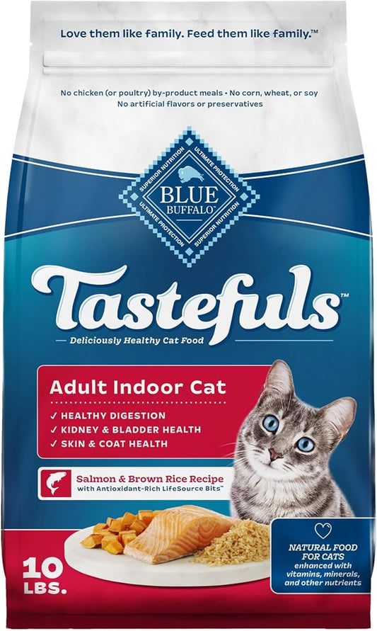 Blue Buffalo Tastefuls Indoor Natural Adult Dry Cat Food, Salmon & Brown Rice 10lb Bag