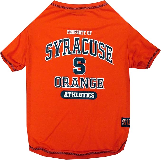 Pets First Collegiate SYRACUSE ORANGE Dog T-Shirt, Small. - Licensed Shirt for Pets Team Colored with Team Logos.- Premium Stretchable Materials for the Comfrot of your Dog & Cat.