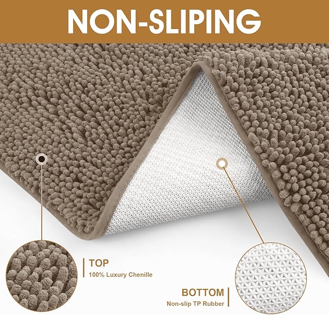 IM HOME Extra Large 60" x 36" Beige Dog Door Mats for Muddy Paws, Chenille Absorbent Dog Mat, Non Slip Heavy Mud Mat for Dogs, Soft Pet Bed Mat for Entryway, Mud Paws, Inside Floor