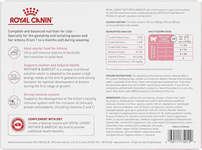 Royal Canin Feline Health Nutrition Mother & Babycat Ultra Soft Mousse in Sauce Canned Cat Food, 3 oz can (12-count)