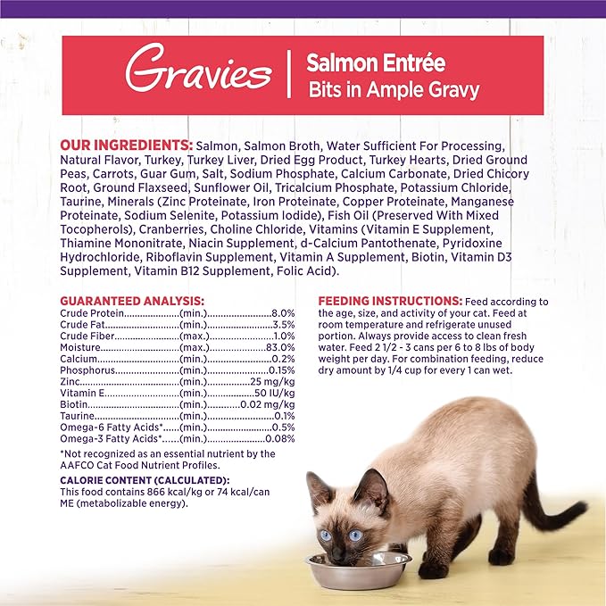 Wellness Complete Health Gravy Adult Wet Cat Food, Natural, Protein-Rich, Grain Free, 3 Ounce, 12 Pack, (Salmon Entree)