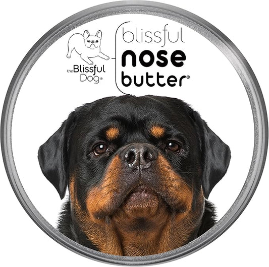 The Blissful Dog Rottweiler Nose Butter for Dry, Cracked Skin, Lick-Safe Dog Nose Balm with Moisturizing Shea Butter, Almond, Olive, and Essential Oils, Pet Supplies, Uncented, 1 oz.