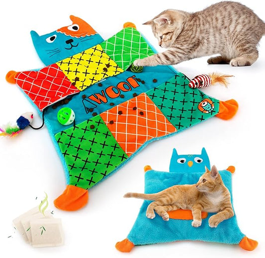 AWOOF Cute Soft Catnip Mat, Interactive Cat Toys for Indoor Cats