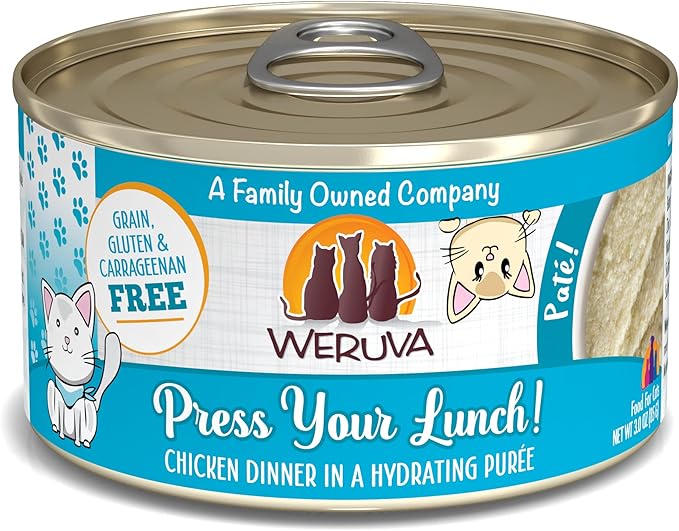 Weruva Wet Cat Food, Press Your Lunch with Chicken Pate, 3oz Can, Pack of 12