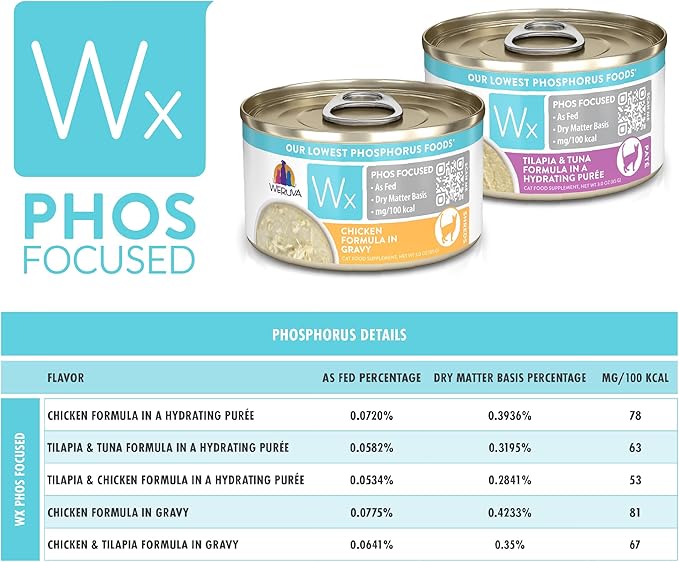 Weruva Wx Phos Focused, Chicken Formula in Gravy, 3oz Can (Pack of 12)