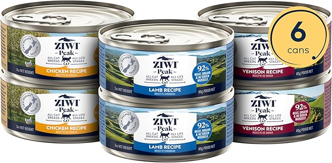 ZIWI Peak Wet Cat Food Variety Pack - Venison, Chicken, and Lamb, 6 Pack (3oz Each)