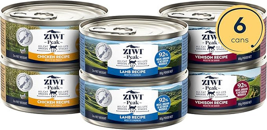 ZIWI Peak Wet Cat Food Variety Pack - Venison, Chicken, and Lamb, 6 Pack (3oz Each)