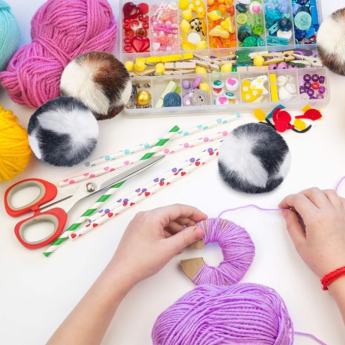 Skylety 8 Pieces Cat Pom Poms Ball with Catnip Soft Cat Balls Toy Large Plush Fuzzy Artificial Balls Faux Fur Patch Puff 2 Inches for Kitten Pet Interactive Chasing Playing Exercising Indoor