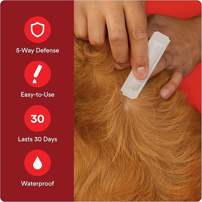 Ultra Flea And Tick Prevention For Dogs - Dog and Puppy Treatment and Control - Mosquito Repellent - Medium, Fast Acting Waterproof Topical Drops, 4 Month Supply