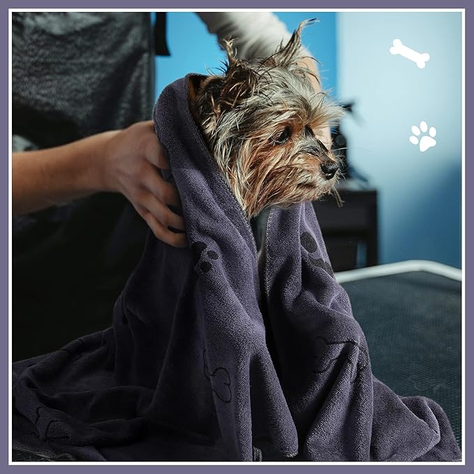 Chumia 8 Pcs Dog Towels for Drying Dogs Cats Pet Towels Bulk Puppy Microfiber Quick Drying Paw Bath Bathing Supplies Absorbent for Medium Pets(Gray,18 x 28 Inch)