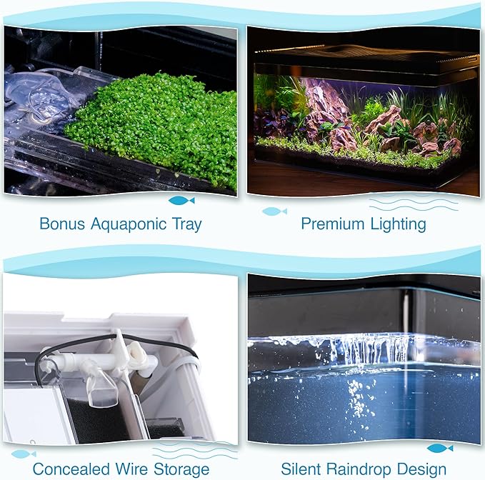 Harmony Aquatic Tank by Clairnara - Harmony Legend - iF Design Award Winning 10 Gallon All-in-One Aquarium (White Tank with Cedar Grain top, Harmony Legend)