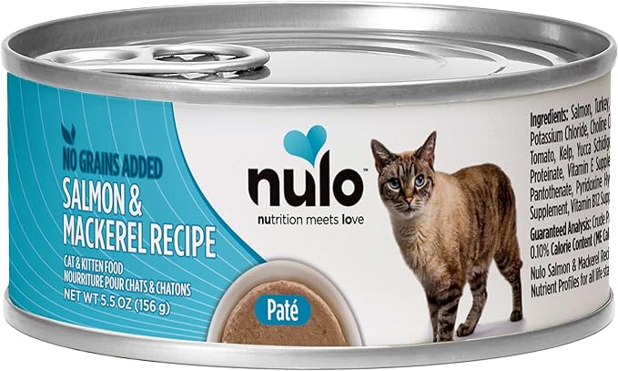 Nulo Salmon & Mackerel Recipe Pate Wet Canned Cat Food, 5.5 Ounce (Pack of 24)
