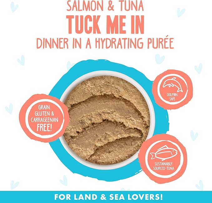 Weruva B.F.F. Play - Best Feline Friend Paté Lovers, Aw Yeah!, Salmon & Tuna Tuck Me in with Salmon & Tuna, 5.5oz Can (Pack of 8)