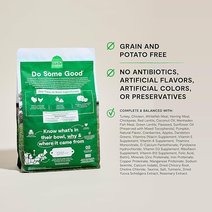 Open Farm, Grain Free Dry Cat Food, High-Protein Kibble for a Complete & Balanced Diet, Non-GMO Fruits & Vegetables, Prebiotic Fibers to Support Digestion, Homestead Turkey & Chicken Recipe, 8lb Bag