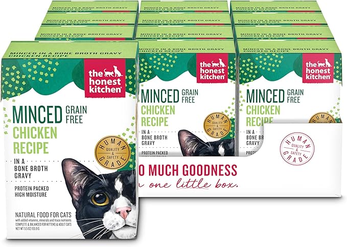 The Honest Kitchen Minced - Chicken in Bone Broth Gravy Wet Cat Food, 5.5 oz (Pack of 12)