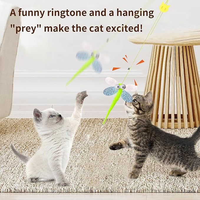 Kitten Toys 6 Pcs Interactive Feather Cat Toys, Cat Teaser Retractable Indoor Cat Toys Self Play Hanging Cat Toy,Cat Toy Indoor Kitten Play Chase Fun Exercise, Mental Physical Stimulation