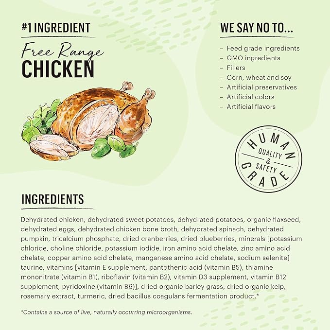 The Honest Kitchen Dehydrated Grain Free Chicken Cat Food, Single Serve Pack, 1 oz x10