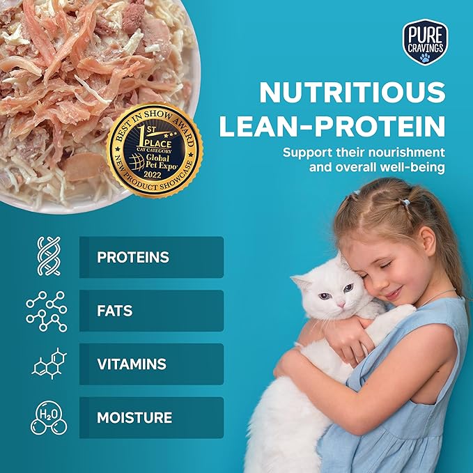 Chicken and Lamb Recipe in Broth, Shredded Wet Cat Food, Grain-Free Protein, Non-GMO, 12 Pack