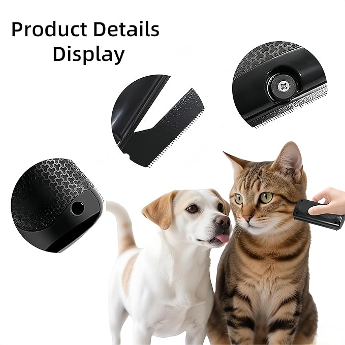 Deshedding Brush for Dogs & Cats - Dual-Head Pet Grooming Tool with Ergonomic Handle, Gentle Hair Removal Brush for Horses, Rabbits