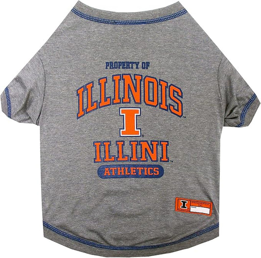 Pets First Collegiate ILLINOIS FIGHTING ILLINI Dog T-Shirt, Large. - Licensed Shirt for Pets Team Colored with Team Logos.- Premium Stretchable Materials for the Comfrot of your Dog & Cat.