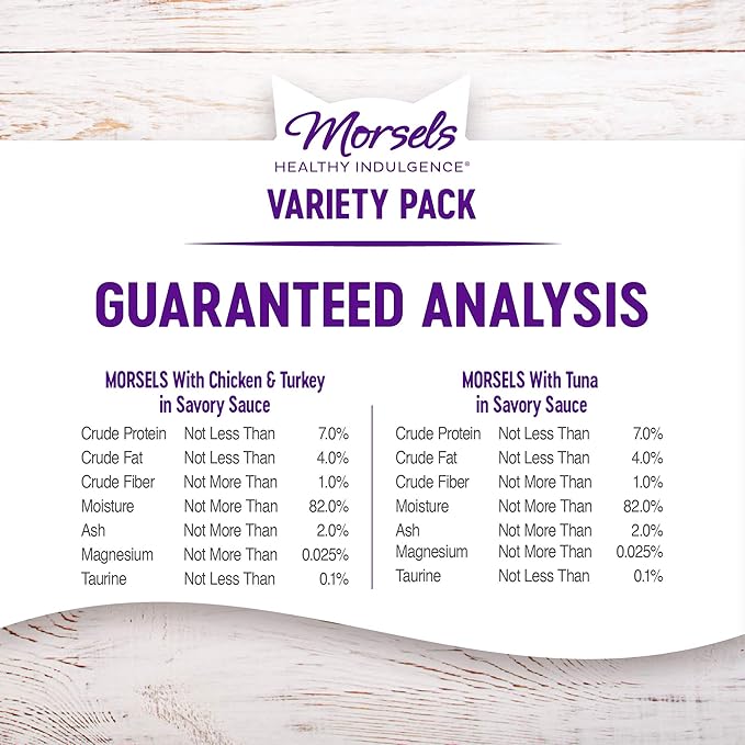 Wellness Healthy Indulgence Morsels Adult Wet Cat Food, Natural, Protein-Rich, Grain-Free, 3 Ounce Pouch, 8 Pack, (Morsels Variety Pack)