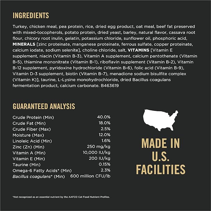 Purina Pro Plan With Probiotics, Sensitive Skin & Stomach, Natural Dry Cat Food, Turkey & Oat Meal Formula - 12.5 lb. Bag