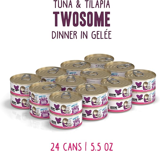 Weruva Best Feline Friend (B.F.F.) Tuna & Tilapia Twosome with Tuna & Tilapia in Gelée Cat Food, 5.5oz Can (Pack of 24)