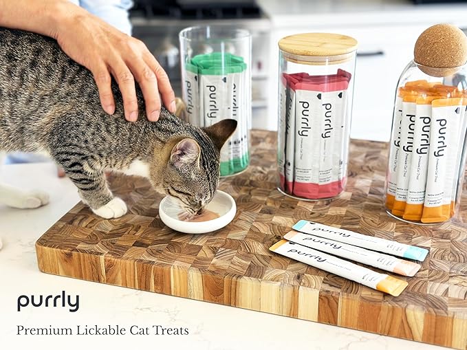 Purrly Healthy Premium Cat Treats Snack Topper Tuna Variety Bundle (90 Count) Lickable Wet Squeezable Hydrating Interactive Seafood Grain-Free Naturally Flavored Non-GMO No-Preservative