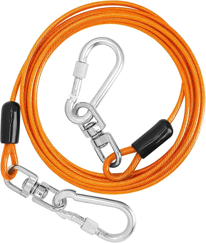 Jenico 150 FT Dog Runner Cable with Swivel Hook, Outdoor and Camping Dog Leash Run Tether, Rust-Proof Training Line for Small to Medium Pets Up to 500 LBS
