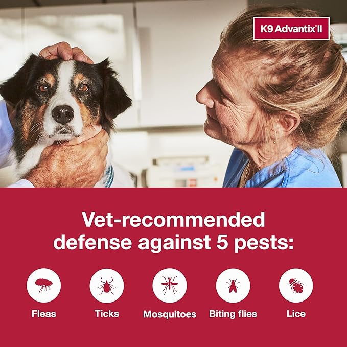 K9 Advantix II Large Dog Vet-Recommended Flea, Tick & Mosquito Treatment & Prevention | Dogs 21-55 lbs. | 4-Mo Supply (Pack of 2)