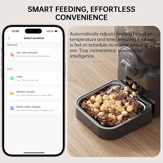 Automatic Pet Feeder for Cat and Dog - 6L Auto Cats Food Dispenser with Camera - WiFi App Control Smart Feeders with Timed - Dogs Feeding Station with 15-Day Battery Life After Power Off