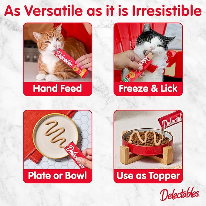 Delectables Squeeze Up Variety Pack, Creamy Squeezable Puree, Lickable Wet Cat Treats, Grain Free, No Added Fillers, No by-Products, No Added Preservatives, 0.5 Ounces Tube, 20 Tubes Total