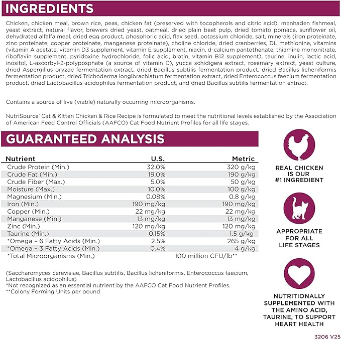 NutriSource Cat & Kitten Food, Chicken and Rice, 4LB