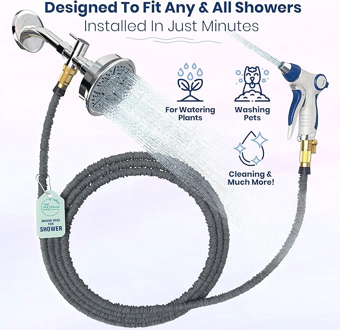Indoor Hose Attachment with Handheld Sprayer for Dog Washing, Plant Watering, and Cleaning (75 FT) Long Hose with Universal Shower Head Adapter and Dog Shower Attachment