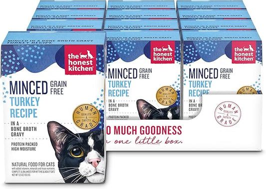 The Honest Kitchen Minced - Turkey in Bone Broth Gravy Wet Cat Food, 5.5 oz (Pack of 12)