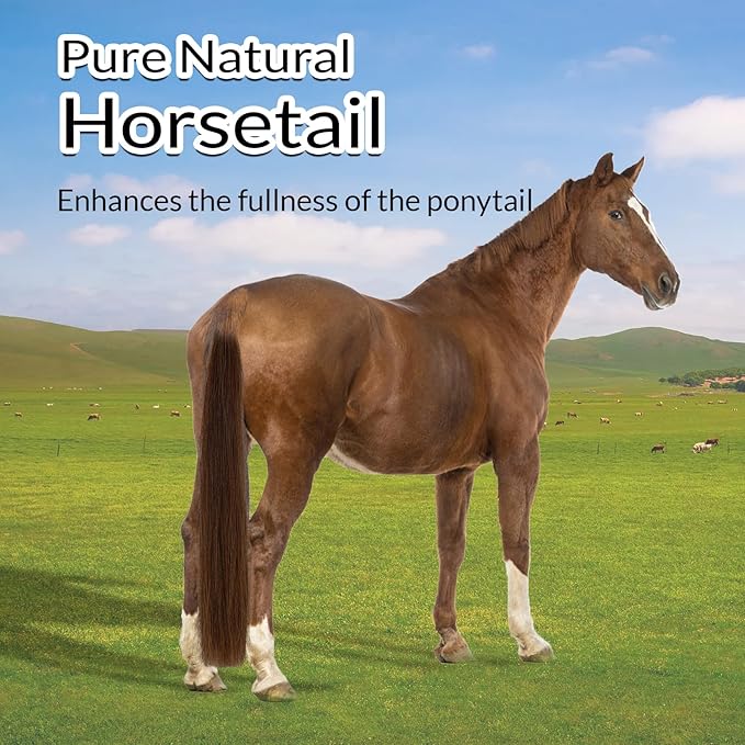 Horse Tail Extension with Braided Horsehair Loop, Blunt Cut Bottom, 3/8 lb, 28-30 inches (chestnut)