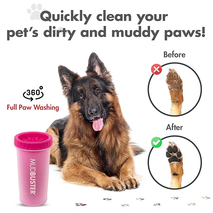 Dexas MudBuster Portable Dog Paw Cleaner, Pink Large Pet Supplies and Accessories