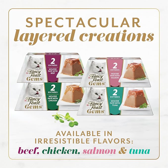 Fancy Feast Gems Pate Cat Food Mousse With Salmon and a Halo of Savory Gravy Cat Food - (Pack of 8) 4 oz. Boxes