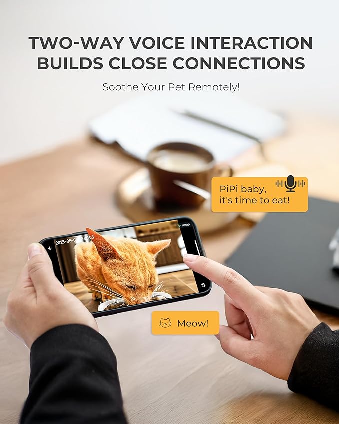 Automatic Cat Feeder with Camera,Adjustable Camera 5G/2.4G WiFi Timed cat Feed, auto cat Feeder, Automatic Pet Dispenser with HD Night Vision