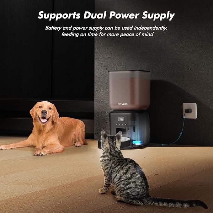 Automatic Dog Feeder - 8L/34 Cups Large Capacity Automatic Cat Food Dispenser with LCD Screen, Large Food Tray, Battery Operated, Timed Cat Feeder, Up to 50 Portions 6 Meals Per Day, Keeps Fresh