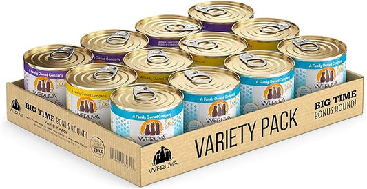 Weruva Wet Cat Food, Big Time Bonus Round Pate Variety Pack, 10oz Can, Pack of 12