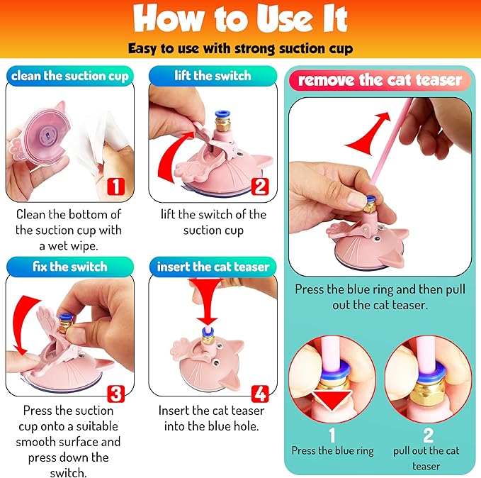 Cat toy pack with 27PCS self play accessories for indoor cats-cat teaser wand, fishing pole, suction cup, ball, string, mouse, feathers and hanging interactive cat toys for kitten Exercise & Chase