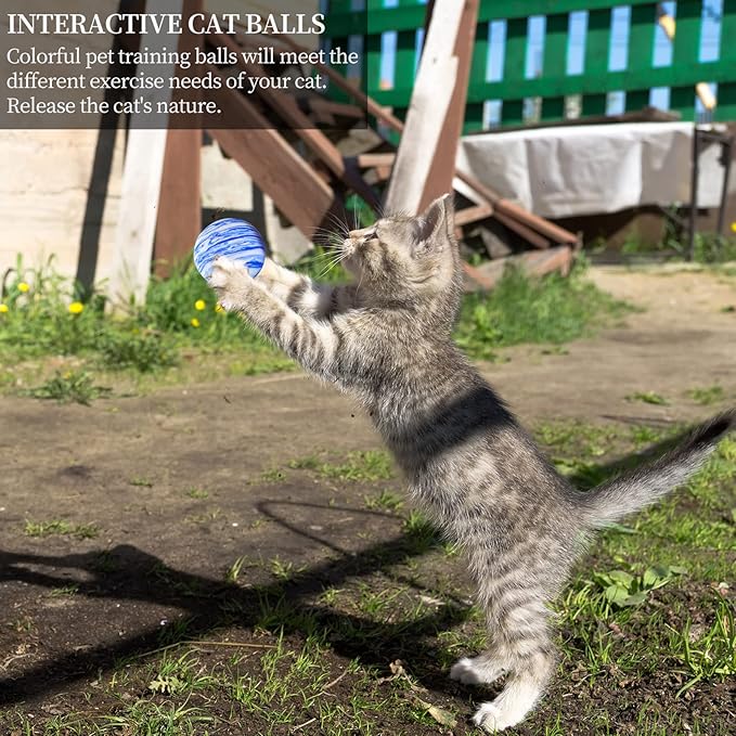 BLMHTWO 12PCS Rainbow Cat Toys, EVA Foam Balls 1.65inch Lightweight Colorful Interactive Pet Balls for Cats, Kittens, Puppy (6 Colors)