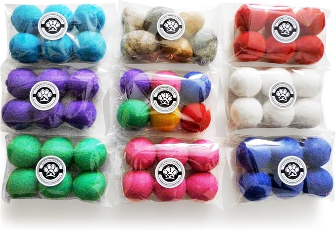 Wool Cat Toys - Felt Cat Toy Balls for Small Pet Fetch and Play - Eco Friendly Quiet Wool Ball Cat Toy for Cats and Kittens - Choose Your Colors (Gray)