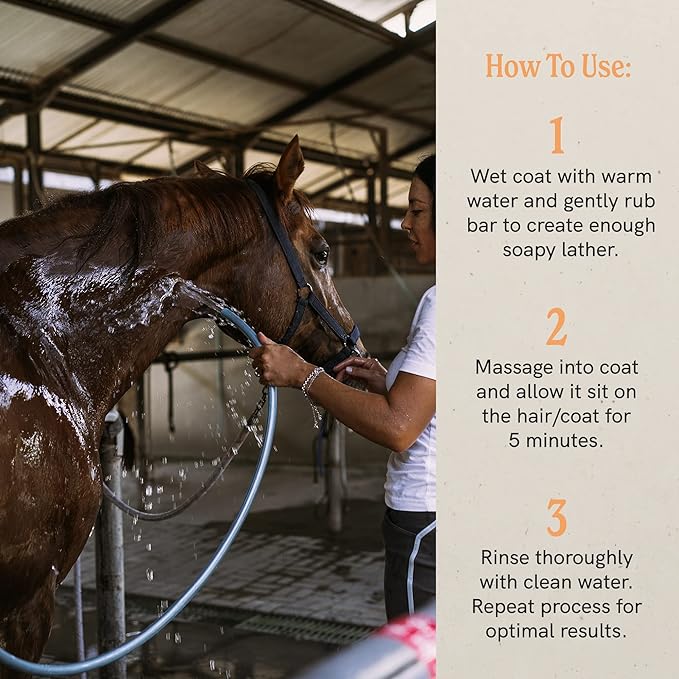 JR Liggett’s Botanical Horse Shampoo Bar for Sensitive Skin - 100% Detergent Free, Non-GMO & Biodegradable - Deep-Cleansing, Hypoallergenic Formula for Healthy Skin, Mane & Tail - 3.5 oz Bar