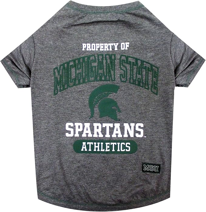 Pets First Collegiate MICHIGAN STATE SPARTANS Dog T-Shirt, Medium. - Licensed Shirt for Pets Team Colored with Team Logos.- Premium Stretchable Materials for the Comfrot of your Dog & Cat.