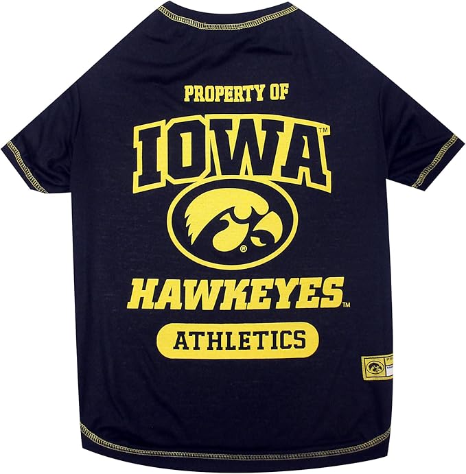 Pets First Collegiate IOWA HAWKEYES Dog T-Shirt, Small. - Licensed Shirt for Pets Team Colored with Team Logos.- Premium Stretchable Materials for the Comfrot of your Dog & Cat.